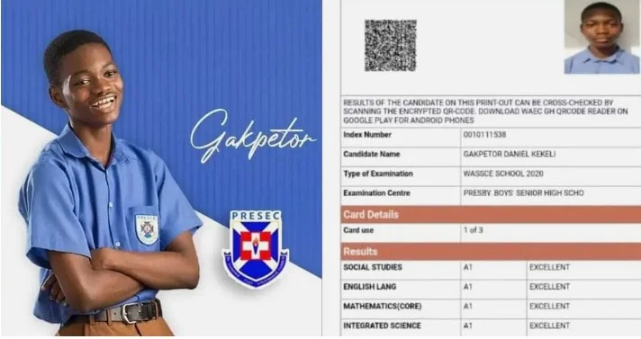 Gakpetor scores 8As in WASSCE 2020