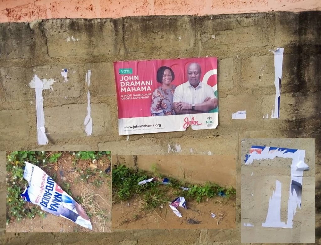 This Nonsense Must Stop NDC faithfuls allegedly destroy NPP posters in Ayawaso West Wuogon