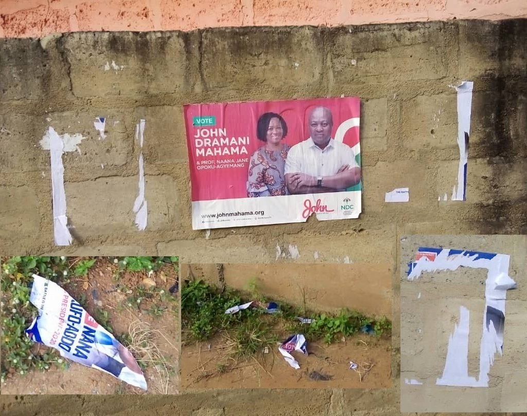 This Nonsense Must Stop NDC faithfuls allegedly destroy NPP posters in Ayawaso West Wuogon