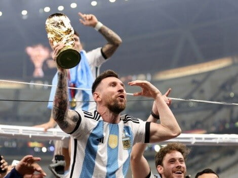 Lionel Messi winning World Cup