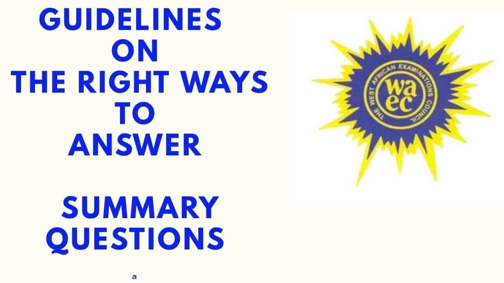 The sample WASSCE English summary questions and answers