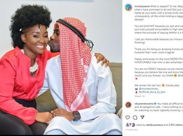 Okyeame Kwame pens down romantic message to wife on 14th marriage anniversary