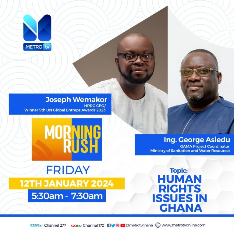 Joseph Wemakor returns to Metro TV ‘Morning Rush’ for third time to address human rights issues